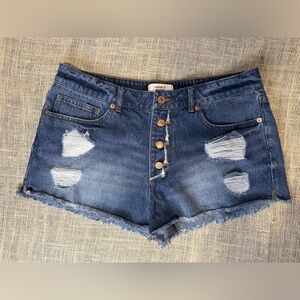 Forever 21 Blue Distressed Jean Shorts